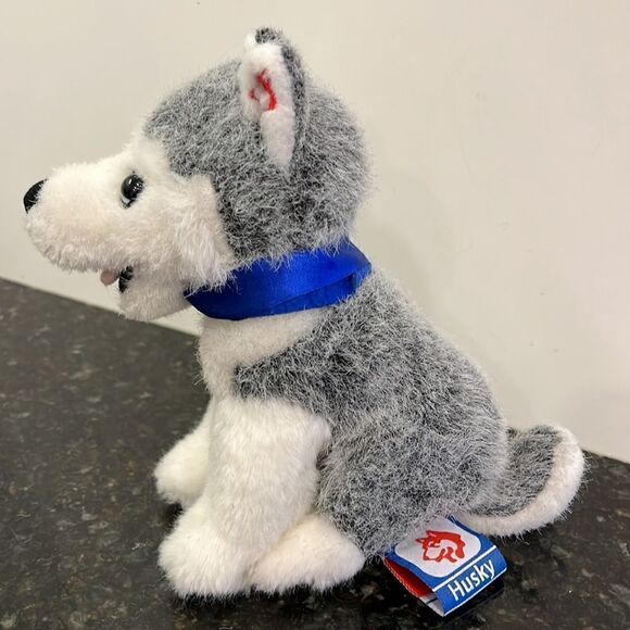 Husky Energy Plush Dog 7.5" Tall Grey White Stuffed Animal - Picture 3 of 6